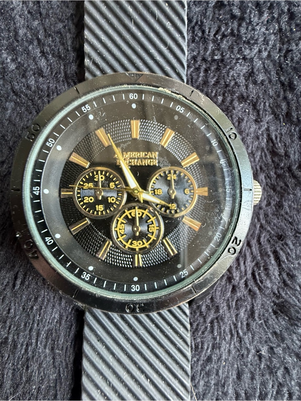 American Exchange Black and Gold Multi-Function Watch